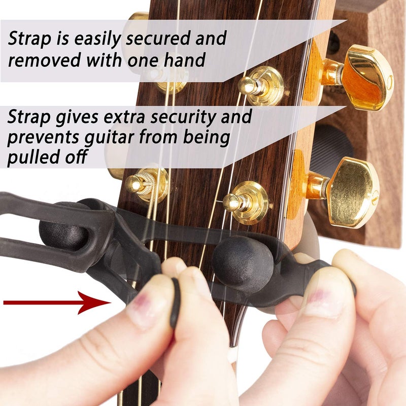String Swing Guitar Wall Mount Hanger with Keeper Strap- Electric Acoustic and Bass Guitars CC01K-BW - Image 3